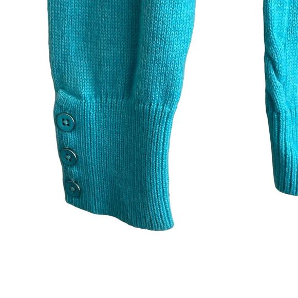 Talbots Women Cable Knit Sweater SP Aqua Lightweight Preppy Classic Coastal - Picture 5 of 7